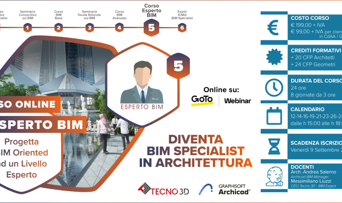 12 Settembre – Corso esperto BIM: diventa BIM Specialist in architettura con Archicad